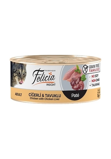 Felicia Tahılsız Ciğerli ve Tavuklu Kıyılmış Konserve Yetişkin Kedi Maması 85 G