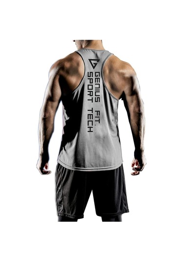 Erkek Dry Fit Y-back Gym Fitness Sporcu Atleti Genıus-fıt Gri