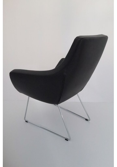 Fahren Siyah Deri Rahat Küçük Ofis Lobi Bekleme Koltuğu