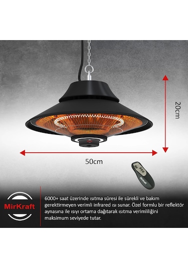 MirKraft Elirg R.C. LED Işıklı Elektrikli Isıtıcı, 2000 W, Uzakt