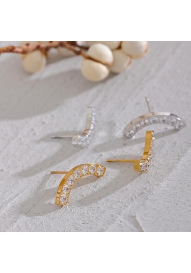 Altın Eetit Narin Parlak Kübik Zirkonya Paslanmaz Çelik Moda Saplama Küpe Minimalist 18k Pvd Kaplama Unisex Takı Erkek Kadın