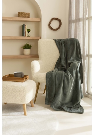 Karaca Home Fiona Welsoft Tek Kişilik Battaniye Haki Haki