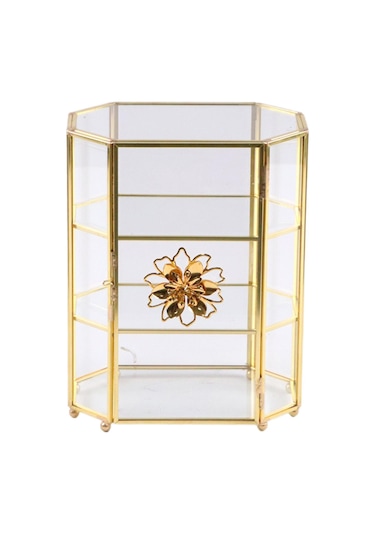 Homyl Cam Mücevher Kutusu 3 Katmanlı Şeffaf Takı Organizatör Temizlemek