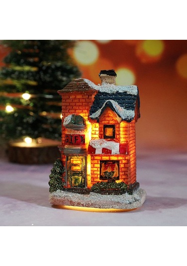 Springsun "mini Işıklı Noel Köyü Ev Dekoru - Led Aydınlatmalı, Pilli, Şık Ve Dayanıklı" Siyah