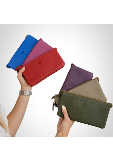 Mft Leather Hakiki Deri Kadın Cüzdan Çanta Almeda 5463 Flother Mat Kırmızı