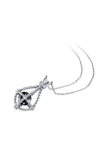 Pırlanta Lilarote Siyah Taşlı Gümüş  Kolye