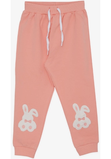 Breeze Kız Çocuk Eşofman Altı Tavşancık Nakışlı 1-4 Yaş, Somon-somon Somon