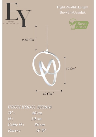 Ey Shop Beyaz Venüs Model 3 Renk Led Beyaz&sarı&günışığı Avize Beyaz