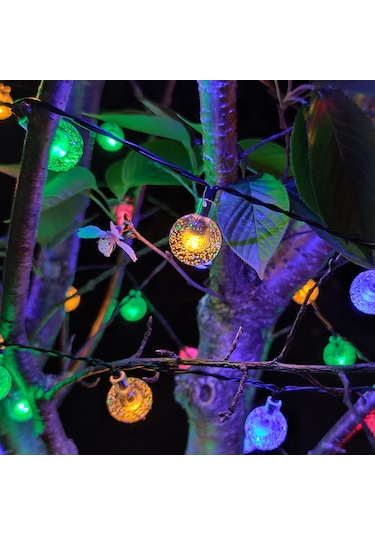 Wezone Güneş Enerjili Led Balon Işık Zinciri, 12m 100 Işık, 8 Mod, Renkli 2.5cm, Açık Hava, Çadır, Noel Dekorasyonu Çok Renkli