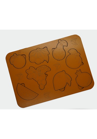 Çocuklar İçin Eğitici Ve Öğretici Ahşap Yapboz Puzzle Bul Tak Meyveler 30x20cm