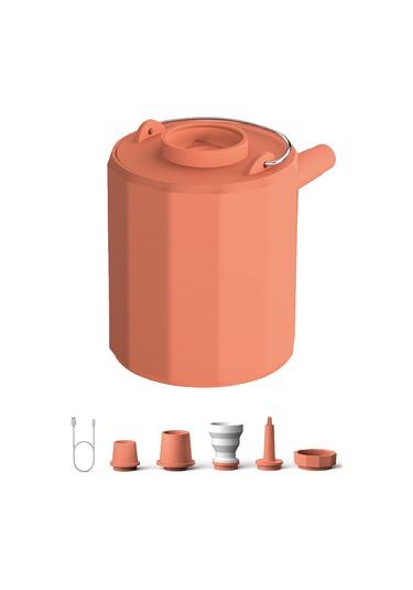 Geeksen Portatif Kablosuz Hava Pompası, 5 Bağı İle, 200l/dak Hava Akışı, Led Işık, Sos, Batarya Dahil, Turuncu, Çadır, Yatağı, Yüzme Halkası İçin