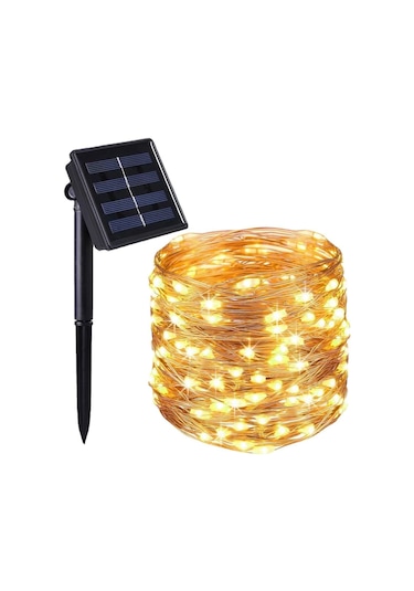 Solar Güneş Enerjili Peri Led 20 Metre Günışığı 8 Mod 200 Led - Popvitrin