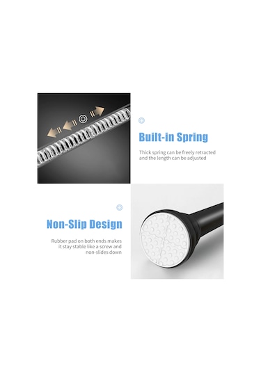 Kaymaz Yay Gerilim Perdahı 12 İle 18 İnç Arası Genişletilebilir Perde Çubuğu Delme Yok, Paslanmaz Banyo Dolabı Asma Direği Pencereler Veya Duş Banyo İçin Beyaz