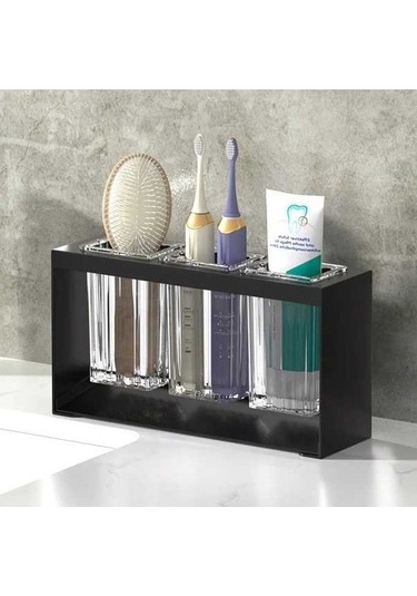 Fastbuy Dream011 Siyah 3 Fincanlık Tutucu Banyo Düzenleyici Su Filtreli Bardak Diş Fırçası Tutucu Elektrikli Stand Siyah