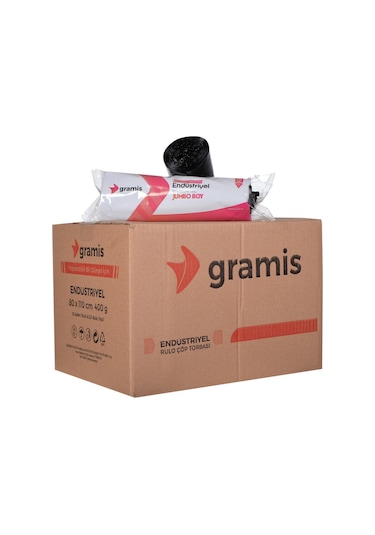 Gramis Endüstriyel Jumbo Boy Rulo Çöp Poşeti Siyah 80 x 110 CM 20 x 400 G