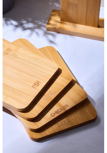 Perotti 16340 Edgard 4lü Standlı Kesme Tahtası Kahverengi