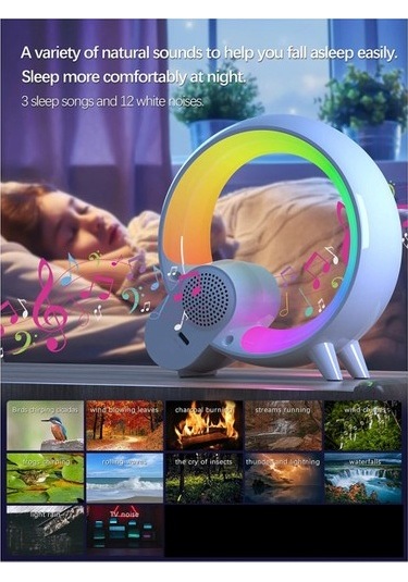 Metabagua Ortam Işığı, 14 Çeşit Işık Efekti, 15 Beyaz Gürültü Işığı, Usb Yatak Başucu Hediye Gece Uykusu W8mmzt Beyaz