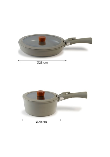 Neoflam Midas Gri 6 Parça Ayrılabilen Saplı İç İçe Geçebilen İndü