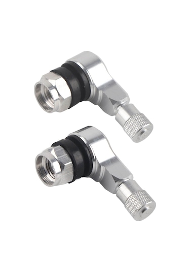 Konesam Alüminyum Alçıksız Motosiklet Lastik Valfi Gümüş - 90 Derece, Hava Basıncı Kontrolü, Kaçak Engelleme, 1 Çift