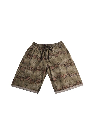 Büyük Beden Erkek Şort Desenli Kargo Cepli Kahverengi