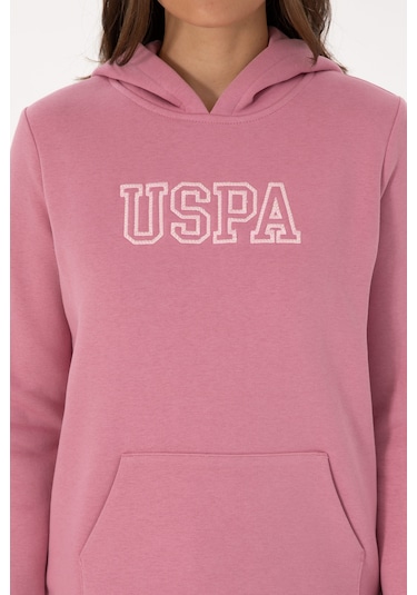 U.S. Polo Assn. Kadın Koyu Pembe Şardonlu Kapüşonlu Basic Sweatshirt 50313566-VR167 U.S. Polo Assn. Kadın Koyu Pembe Şardonlu Kapüşonlu Basic Sweatshirt 50313566-VR167