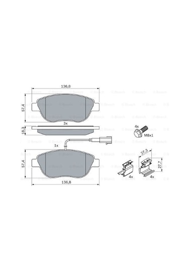 Fiat Bravo 1.4t 2007-2014 Bosch Ön Balata Wva23708