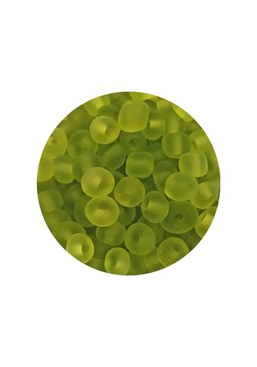 Dökme Cam Kum Boncuk Büyük Boy 6/0 4 Mm - 60 Gram - Şeffaf Mat Yeşil - Bnc128