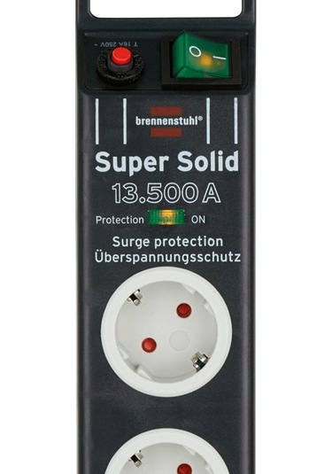 Super Solid Serisi Brennenstuhl 5 Soketli 2.5 Metre 13.500 Mah Akım Korumalı Priz Siyah