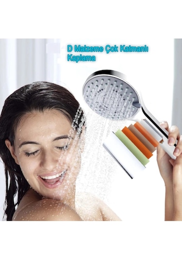 Ahlez Solid 5 Fonksiyonlu Duş Başlığı Krom