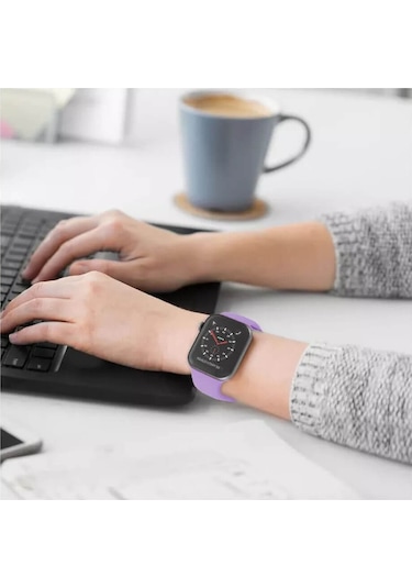 Wozlo iOS Uyumlu Watch 1, 2, 3, 4, 5, 6, 7, 8, Se Silikon Kordon Kayış - S-m Beden 38/40/41mm - Leylak