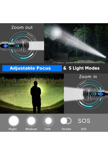 Nt Tools El Fenerii Ntls8001 Çok Parlak Zoom Özellikl 10000 Lümen Kaliteli Ntls8001 Siyah