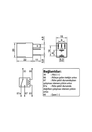 Mikro Röle 12v 40a 5p 5 Fişli Terminalli Dirençli Çift Platin