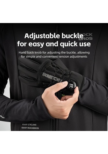 Rockbros S351 1 Çift Sıcak Bisiklet Eldiveni Tokaları İle Ekran Dokunmatik Yansıtıcı Tam Parmak