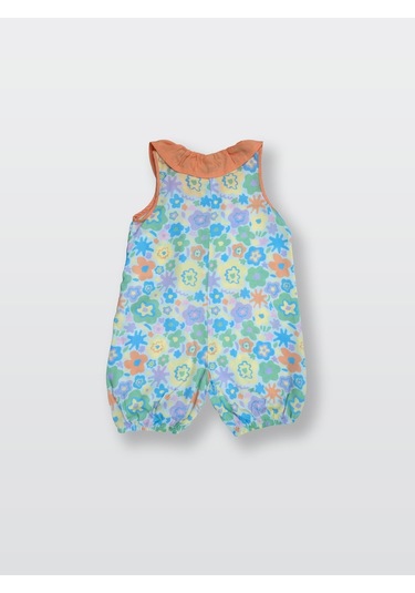 İnce Dokuma Fırfırlı Çiçek Desenli Yazlık Kız Çocuk Bebek Tulum Çok Renkli