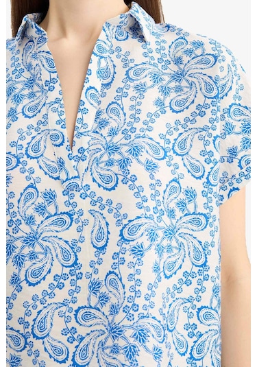 DeFacto Oversize Geniş Kalıp Çiçekliı Kısa Kollu Bluz E7595AX25SPBE399