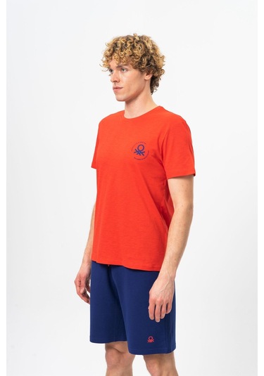 Benetton Bnt-m099-r-23y Erkek T-shirt Bnt-m099-r-r0766 Kırmızı