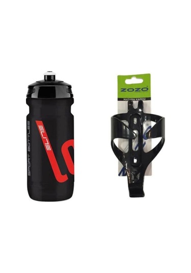 Elite Loli Siyah Bisiklet Matarası 600ml + Kafes