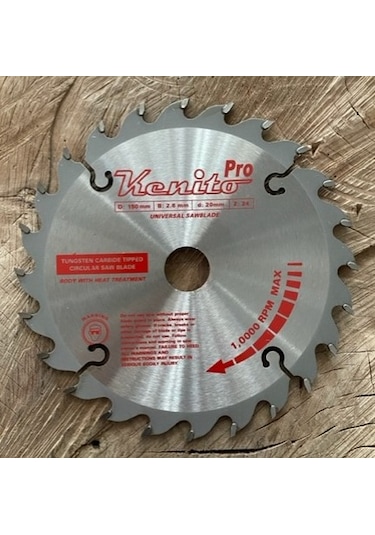 Kenito 150mm Elmas Testere Ahşap Mdf Sunta Kesici Göbek 16-20mm