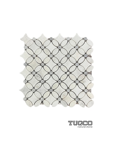 Tuqco Doğaltaş Flower Muğla B. -Gümüş Eskitme Mermer Mozaik