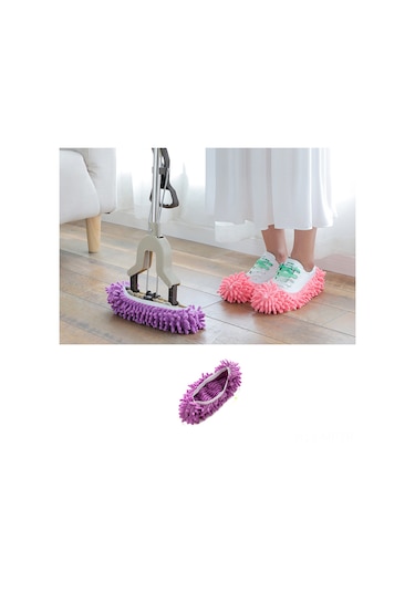 Mufunye Mor Mikrofiber Chenille Temizleme Ayakkabı Kılıfı - Yıkama Eliptir, Kolay Kullanıma Uygun, Zemin Pet Tüyünü Ve Kirleri Temizler - Tek Adet