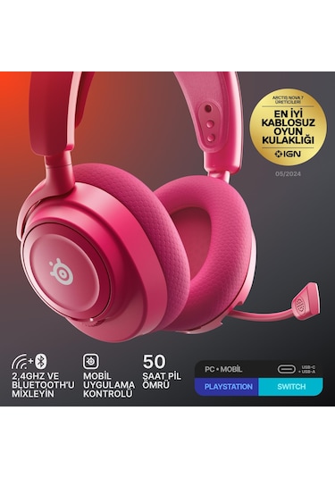 Steelseries Arctis Nova 7 Gen 2 Wireless Oyun Kulaklığı - Magenta
