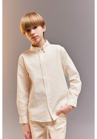 DeFacto Erkek Çocuk Polo Yaka Dokulu Uzun Kollu Gömlek D7772A825SMER110