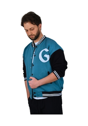 Deepsea Erkek Çıtçıtlı Kolej Mont 2304761 Siyah - Turkuaz