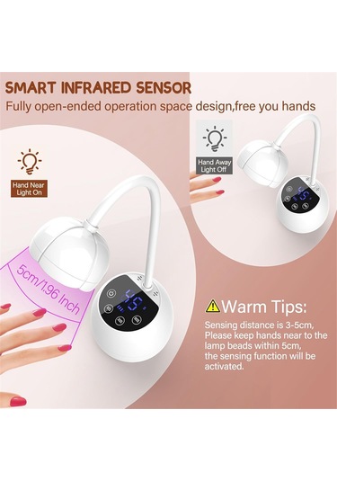 Xurunkeji Jel Tırnaklar İçin 36w Mini Uv Işıklı Kablosuz Uv Led Tırnak Lambası, Akıllı Sensör Ve 4 Zamanlayıcı İle Şarj Edilebilir Tırnak Kurutucuları