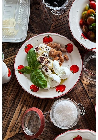 Rakle x Bengi Kurtcebe Pomodoro Stoneware 4'lü Pasta Tabağı Seti 21 cm