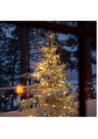 100 Ledli 12 Metre Solar Şerit Bahçe Dekorasyon Aydınlatma Sarı Işık Güneş Enerjili Sarı