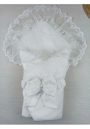 Yenidoğan İpek Pamuklu İnci Lüks Kundak Bebek Battaniyesi Ekru