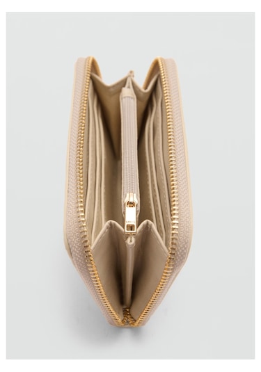 Mango Timsah Derisi Görünümlü Açık Bej Bozuk Para Cüzdanı