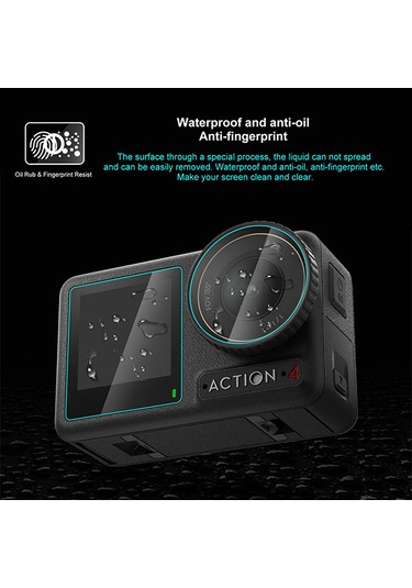 Djı Osmo Action 4 İçin Puluz 3'ü 1 Arada Ekran Temperli Cam Filmi