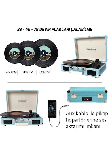 Record Master Retro Pikap T310Ch - Turkuaz Mavi